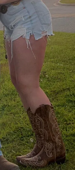 CircleG Leather Pointed Toe Cowgirl Boots thumbnail 2