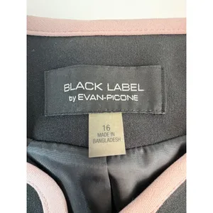 Black Label by Evan-Picone Black Pink Contrast Trim Open Blazer Jacket Size 16 thumbnail 3