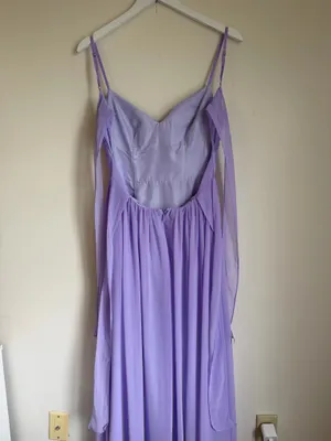 Azazie Zeya Lilac A-Line V-Neck Pleated Chiffon Dress Size 6 thumbnail 8