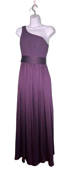 White by Vera Wang One Shoulder Maxi Dress Purple 0 Bridesmaid Formal‎ Evening thumbnail 1