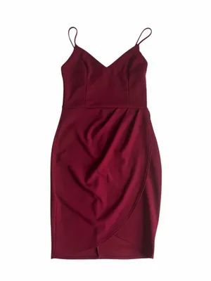 Lulus Forever Your Girl Sz S Wine Red Bodycon Mini Strappy Wrap Dress thumbnail 8