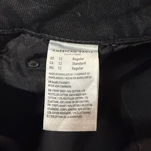 American Eagle Super High Rise Ultra Wide Leg Black Whiskering Fading Size 12R thumbnail 11