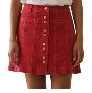 Very‎ J Corduroy Button Front Mini Skirt Small Rust Orange Boho Retro A Line thumbnail 1