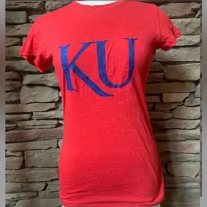 NWOT Women’s KU University of Kansas College Apparel T-shirt thumbnail 1