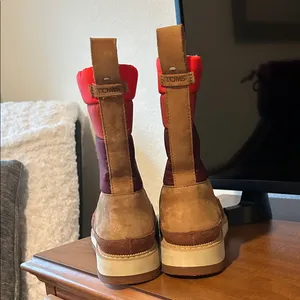Toms Women's Suede and Quilted Colorblock Winter Boot - Tan & Red thumbnail 4