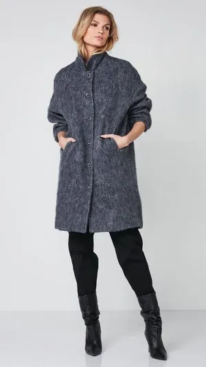 Nü Denmark Ragna Wool Blend Jacket Classic Navy Mix Womens Size Small Blue thumbnail 3
