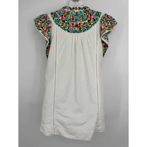 Love The Label Mini Dress Medium White Floral Embroidered Flutter Sleeve‎ Boho thumbnail 4