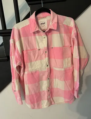 Aerie plaid flannel button down shirt thumbnail 1