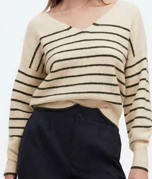 Madewell Stripe V-Neck Wedge Sweater thumbnail 1