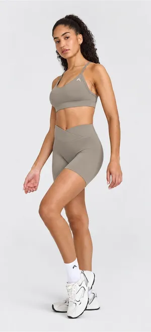 Oner Active UnifedMove Wrap Crossover Waist Khaki Workout Shorts Medium thumbnail 1