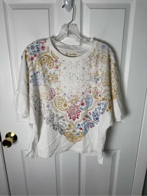 Free People We The Free Heirloom Printed Tee in Ivory XS thumbnail 2