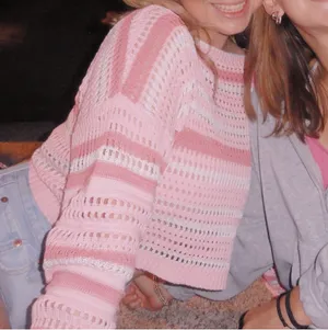 SheIn Pink Crochet Sweater thumbnail 2
