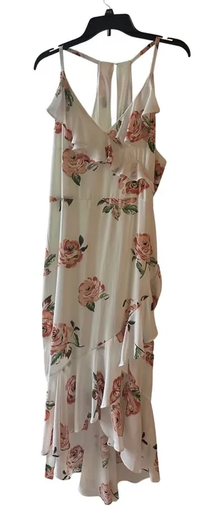 Disney‎ Princess XL Ivory Floral Ruffle High Low Maxi Dress EUC thumbnail 1