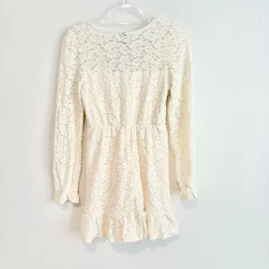 Wild Fable Dress Mini Ruffle Lace Overlay Long Sleeve V Neck‎ Ivory XS thumbnail 2