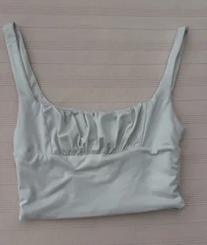 Hello Molly Light Sage Ribbed Crop Tank thumbnail 1