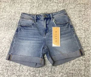 Risen Jeans Womens Light Wash Cuffed High Rise Denim Shorts RDS6155SZ Size M thumbnail 1