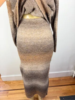 Vici 2-piece Sweater Set Skirt Sz S Brown Ombre Fall Outfit thumbnail 10