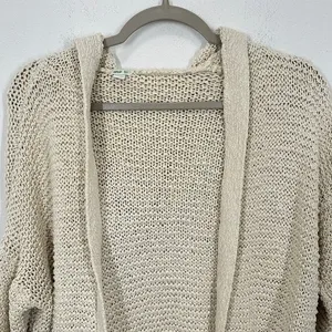 Aerie Cream Crochet Hooded Cardigan Sweater XS/S Open Front Loose Knit Beach‎ thumbnail 4