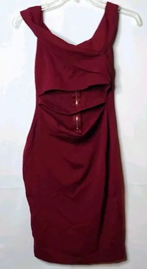 Windsor off the shoulders tummy cut out bodycon purplish dress sz Medium thumbnail 1