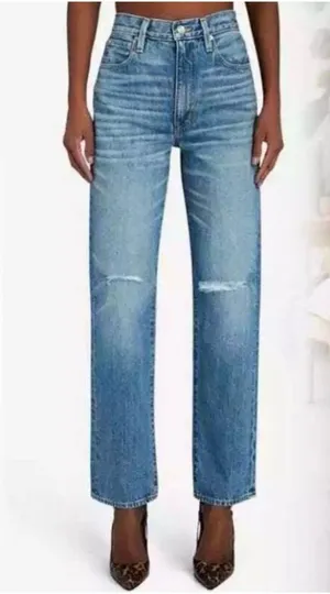 Slvrlake London Jeans SZ 27 NWT Shakedown Straight Leg Distress Denim High Waist thumbnail 1