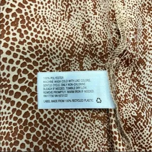 NEW a new day Animal print satin blouse top SMALL brown tan long sleeves buttons thumbnail 6