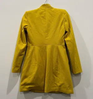 Zara Mustard Yellow Inverted Lapel Collar Frock Jacket Coat Jacket Size Xs thumbnail 4