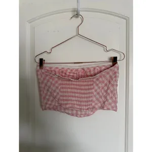 Free People Tube Top Women Small Pink Gingham Corset Strapless Smocked OB1732606 thumbnail 4