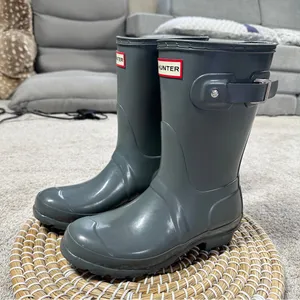Hunter Women’s Original Rain Boots Short Gloss Outdoor in Graphite Gray 6 thumbnail 1