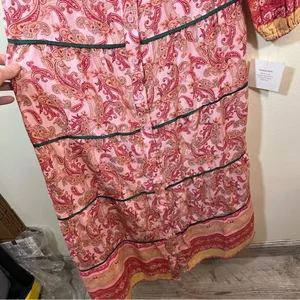 ✨ Dress Blank Printed Tiered‎ Maxi Dress Pink XS NWT NO BELT thumbnail 8