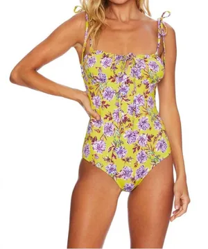 BEACH RIOT betsy one piece in lime punch gardenias size M thumbnail 1