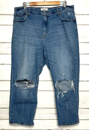 Abercrombie & Fitch Ankle Straight Jeans Plus Size 18 Short Light Wash Denim thumbnail 1