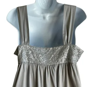 New York‎ & Co Women Top 8 Silver Sequins Flowy Babydoll Dressy Glam Glitz Retro thumbnail 4