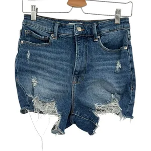 Good American Bombshell‎ Shorts Denim Ripped Distressed Blue Size 4 27 thumbnail 1