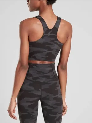 Athleta Conscious Crop Tank Top Black Gray Camo Sports Bra Powervita Small thumbnail 4