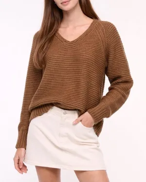Universal Threads Brown Knit V-Neck Long Sleeve Sweater thumbnail 1