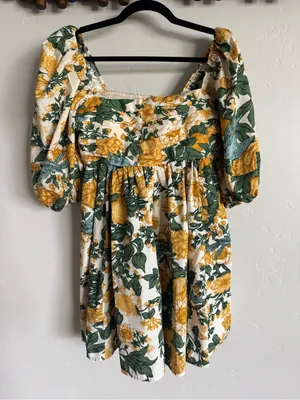 Abercrombie & Fitch Emerson Poplin Floral Mini Dress yellow floral size medium thumbnail 1