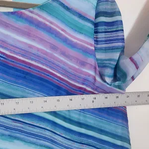 Chico's Colorful Stripe Asymmetrical Hem Tunic Blouse Size 1 (Medium) thumbnail 8