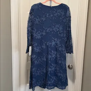 Alex Evenings Navy Sequin Lace‎ Jacket Dress Set 6 NWT Wedding Party Formal thumbnail 11