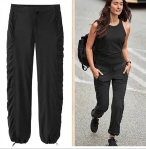 Athleta la viva ruched black jogger pant size 10 thumbnail 2