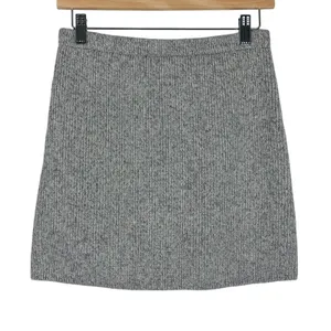 Zara Mini Skirt Womens M Gray Wool Knit Ribbed Cozy Preppy Scandinavian Capsule thumbnail 3