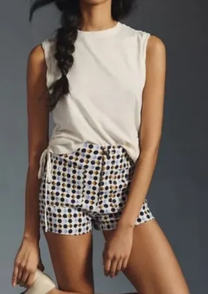 Anthropologie Maeve The Colette Shorts Blue Geometric Print High Waist Size 26 thumbnail 1