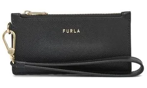 FURLA Classic Credit Card Case Leather Wallet Wristlet, Black, Wrist Strap, NWT‎ thumbnail 1