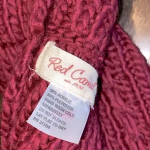 Red Camel Burgundy wine color knit infinity scarf thumbnail 4
