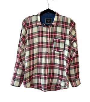 Rails Flannel Button Down Shirt Cream & Red Plaid thumbnail 1