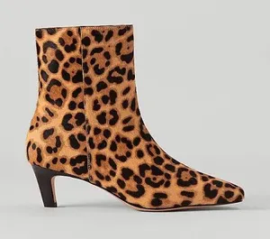 Ann Taylor $268 Leopard Calf Hair Skinny Heel Pointed Toe Booties Size 8M thumbnail 1