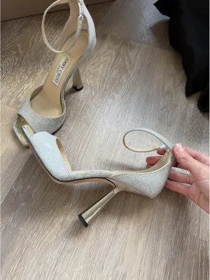 Jimmy Choo Reon 100 silver glitter heels thumbnail 3