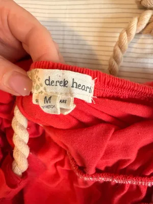 Derek Heart Red/Coral halter dress with rope neck detail thumbnail 3