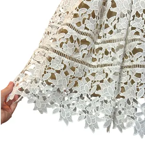 L'ATISTE White Guipure Lace Mini Dress S Bridal Shower Bachelorette Nude Lining thumbnail 6