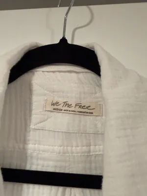 We The Free free people oversized White Button-Down‎ Textured Shirt medium thumbnail 3