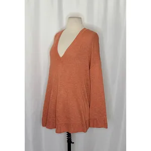 FREE PEOPLE Free-est V Neck Pullover Sweater Orange Knitwear Boho Bohemian Small thumbnail 4